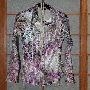 Textured pattern long sleeve blouse